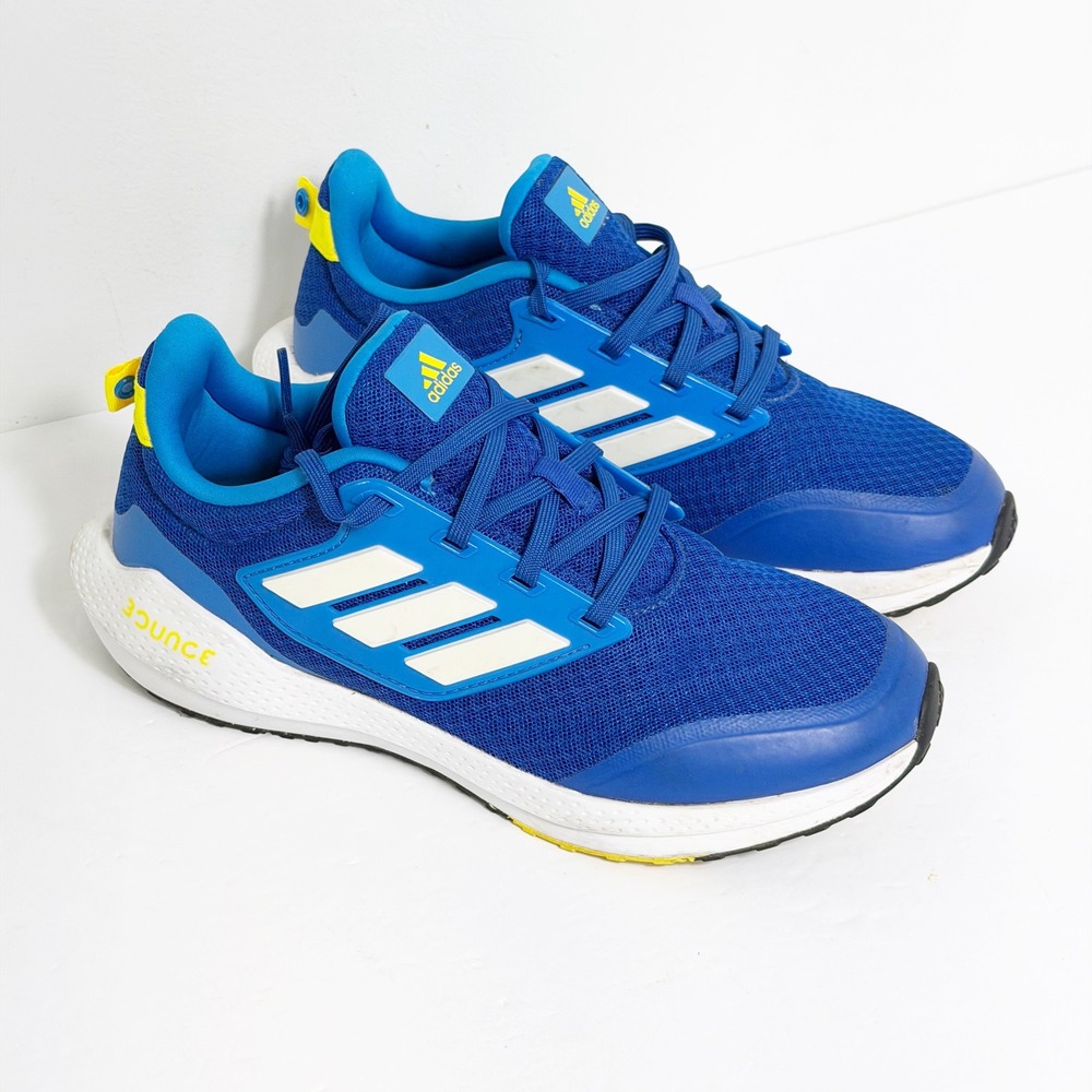 Adidas EQ21 Run Bounce Boys Size 5 Royal Blue White Athletic Sneakers GY4371